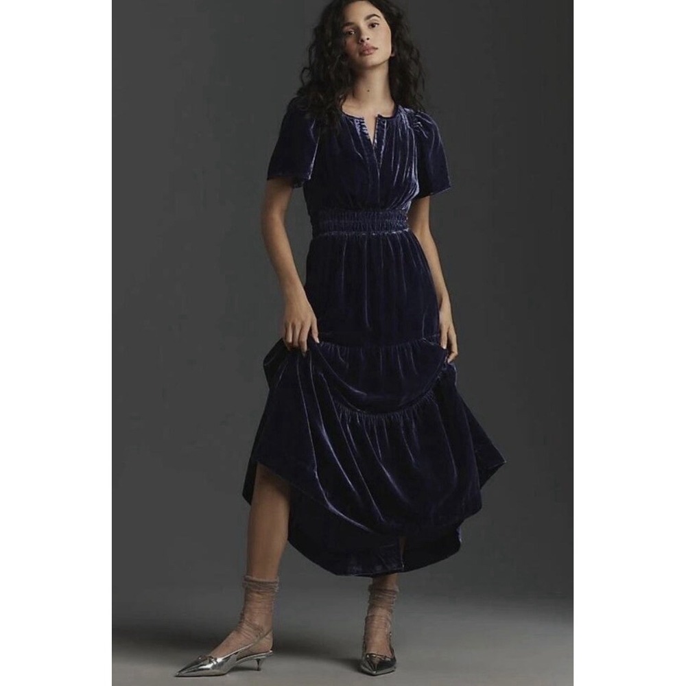 Anthropologie The Somerset Maxi Dress SZ XS Velvet Classic Staple Fall Goth Boho
